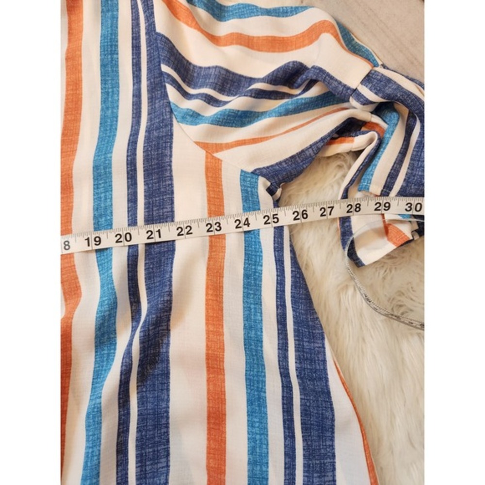 Oddi Womens Multicolor Striped Tie Front 3/4 Sleeve Button Front Blouse Size 3XL - Picture 5 of 6